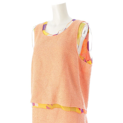 Chanel Nylon Wool Suit CC Logo Ensemble Orange 46 — view 5