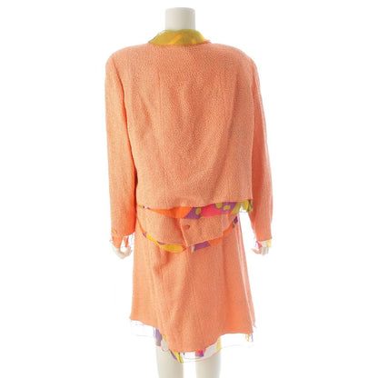 Chanel Nylon Wool Suit CC Logo Ensemble Orange 46 — view 4