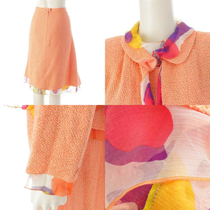 Chanel Nylon Wool Suit CC Logo Ensemble Orange 46 — view 8