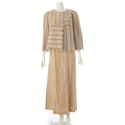 Chanel 00 Wool Nylon Set Ensemble 3 Piece Beige 42
