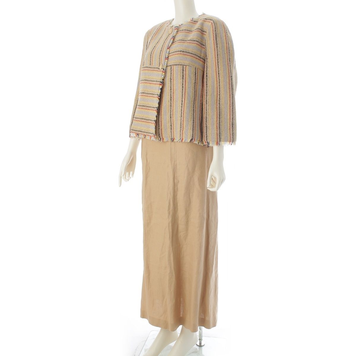 Chanel 00 Wool Nylon Set Ensemble 3 Piece Beige 42 — view 2