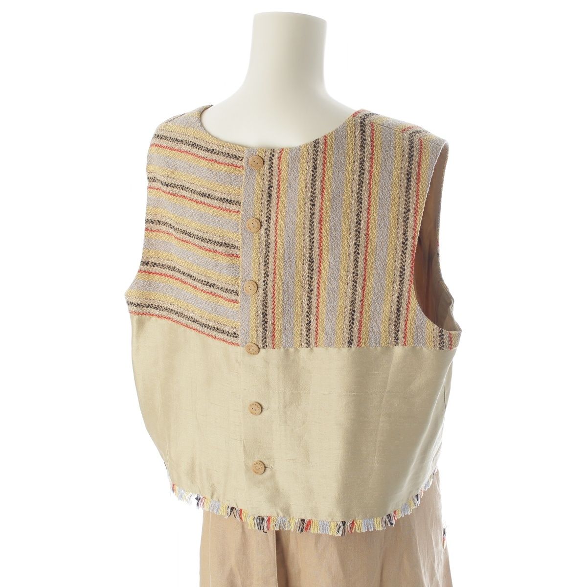 Chanel 00 Wool Nylon Set Ensemble 3 Piece Beige 42 — view 6