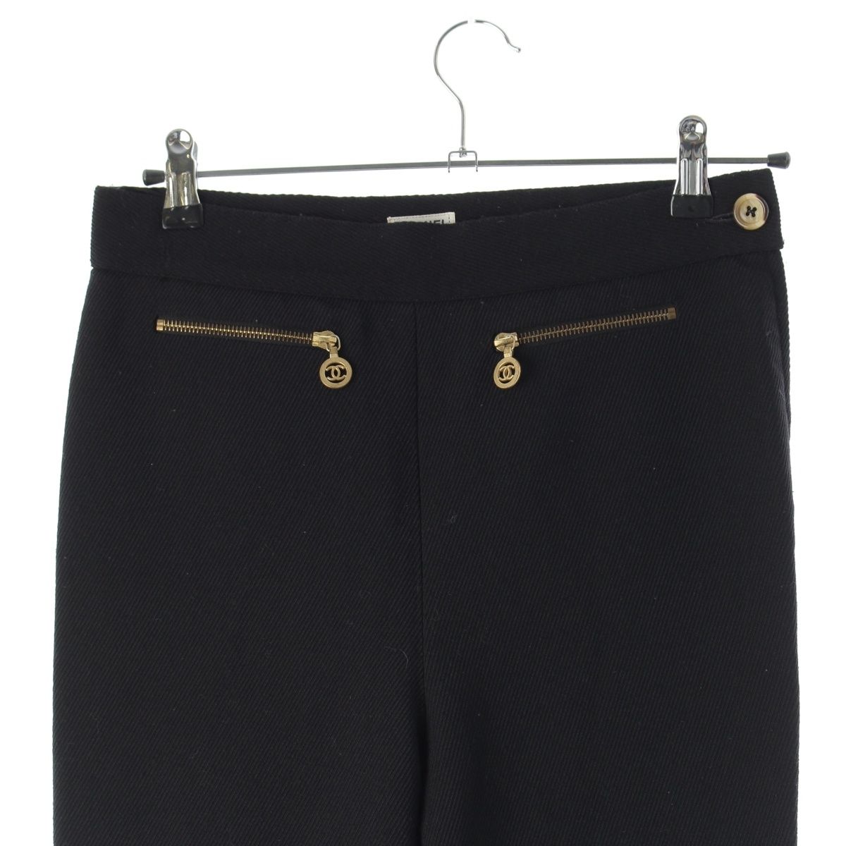 Chanel Vintage Wool CC Logo Pants Black 40 — view 3