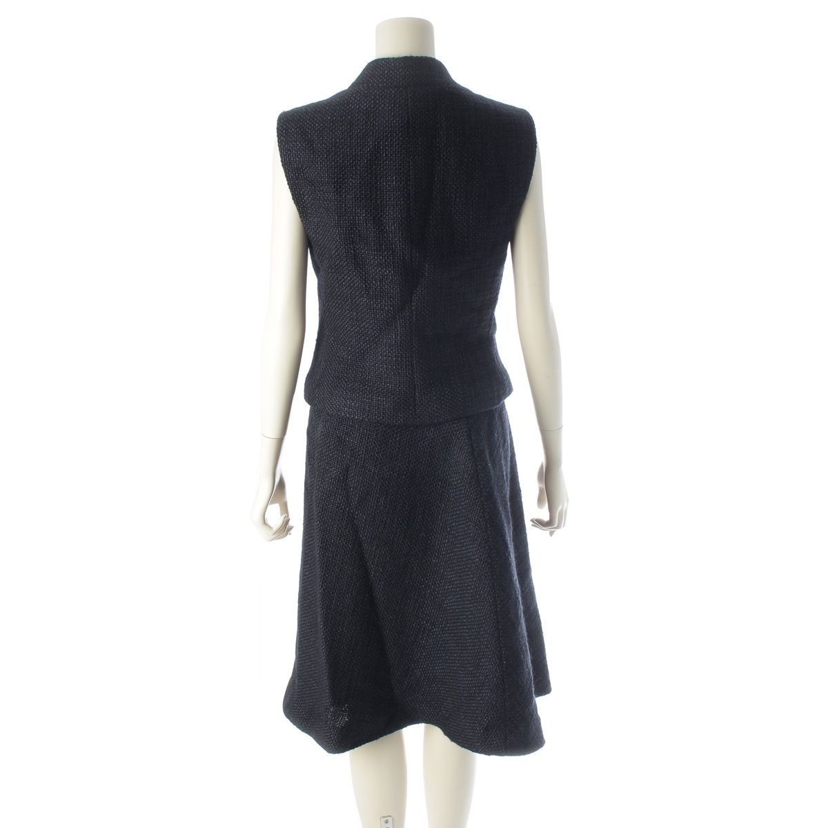 Chanel Tweed Sleeveless Top Skirt Set Navy 40 — view 4