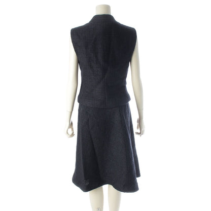 Chanel Tweed Sleeveless Top Skirt Set Navy 40 — view 4
