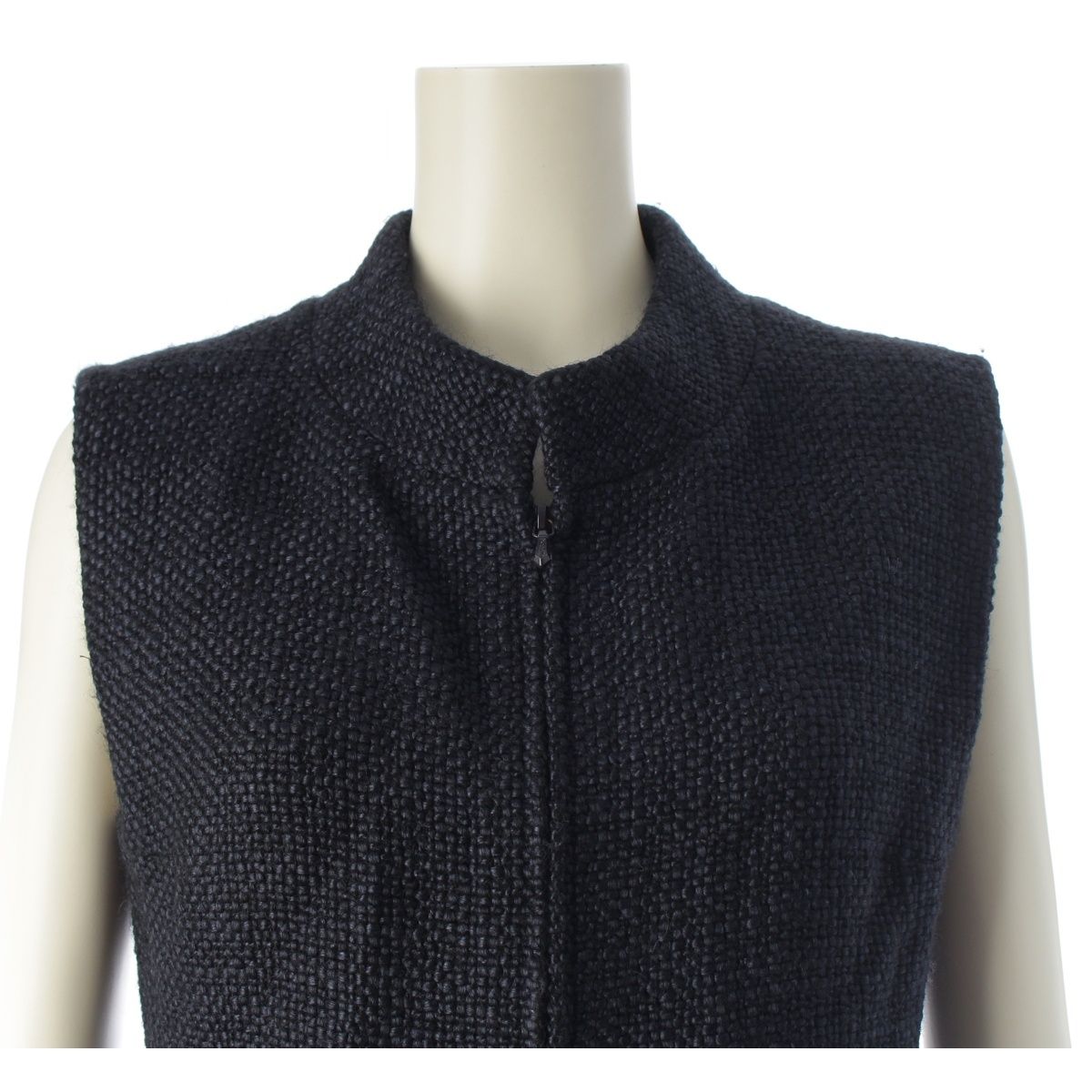Chanel Tweed Sleeveless Top Skirt Set Navy 40 — view 7