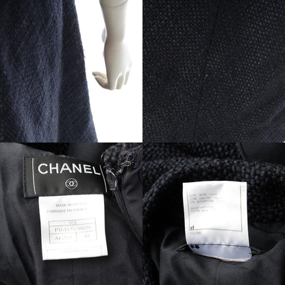 Chanel Tweed Sleeveless Top Skirt Set Navy 40 — view 9