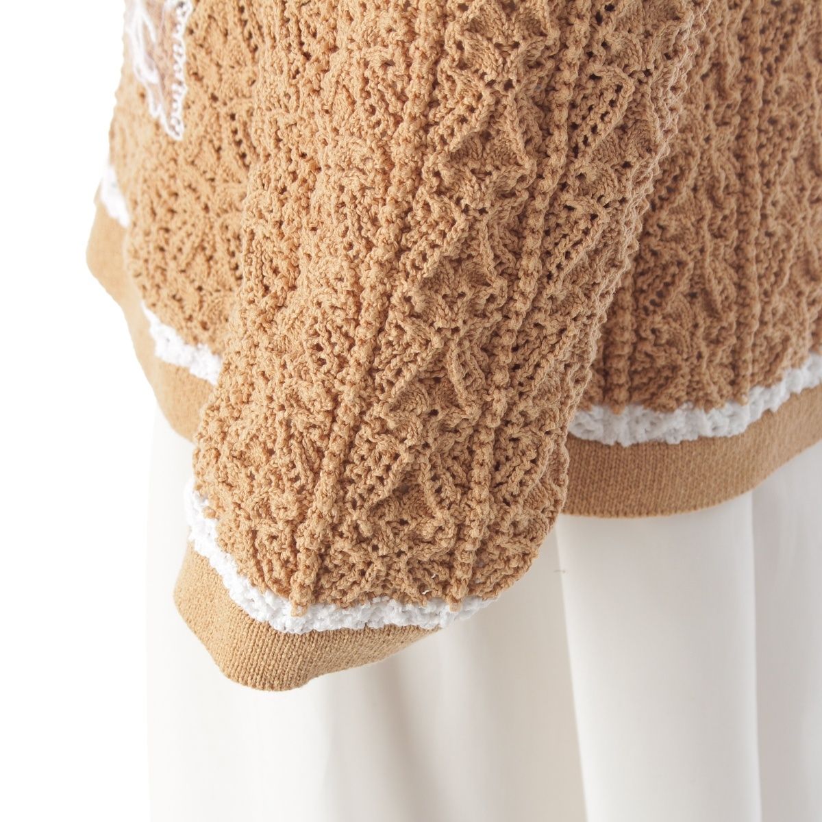 Chanel Rhinestone CC Logo Jacket Cardigan Beige White 36 — view 7