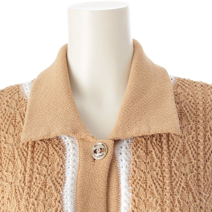 Chanel Rhinestone CC Logo Jacket Cardigan Beige White 36 — view 5