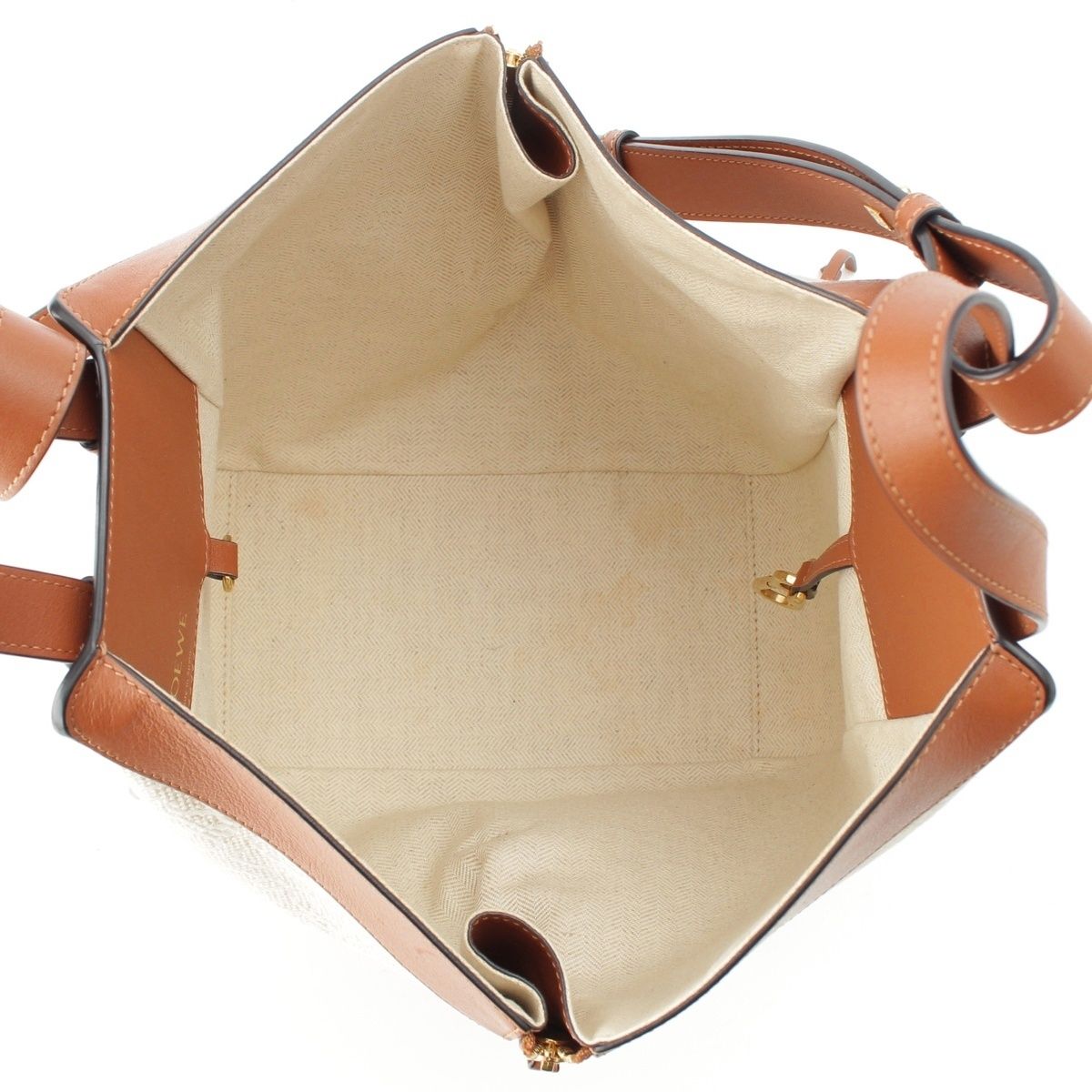 Loewe Hammock Canvas Anagram 2-Way Shoulder Handbag Tan Brown Small — view 7