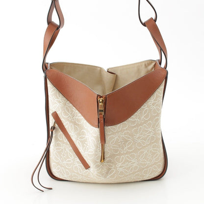 Loewe Hammock Canvas Anagram 2-Way Shoulder Handbag Tan Brown Small — view 4