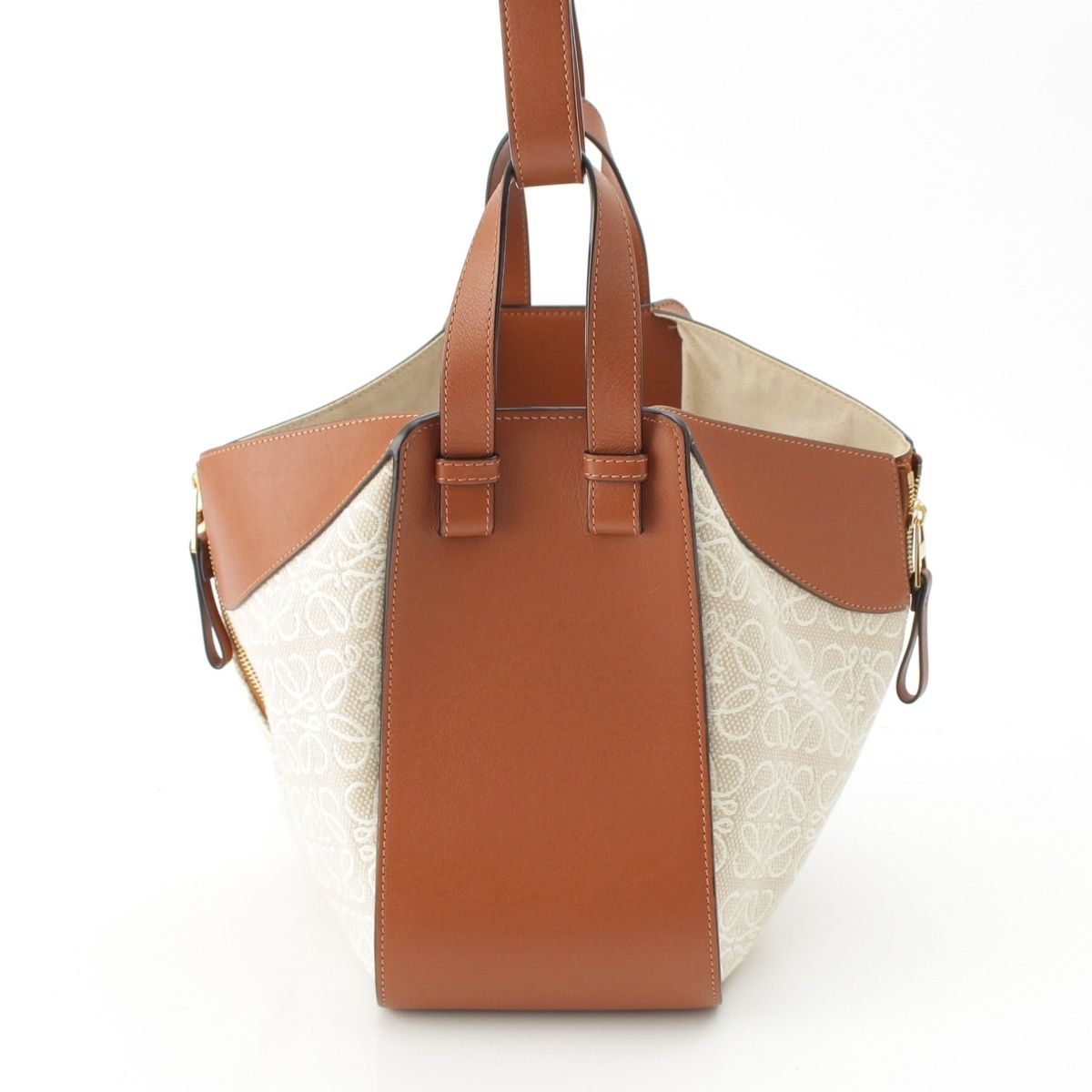 Loewe Hammock Canvas Anagram 2-Way Shoulder Handbag Tan Brown Small — view 5