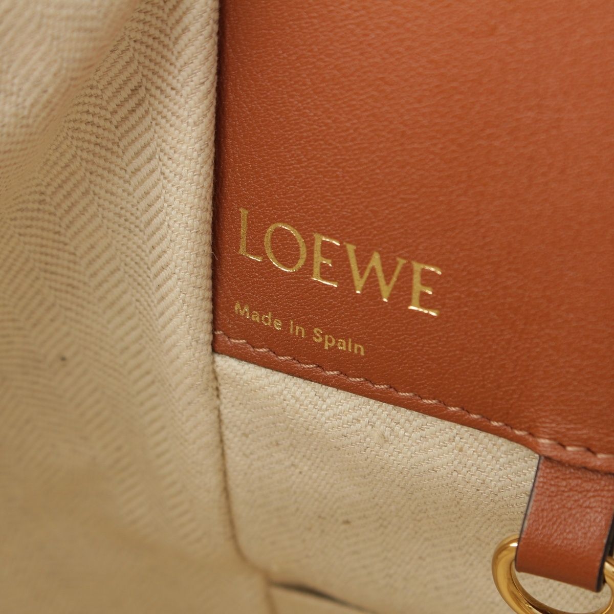 Loewe Hammock Canvas Anagram 2-Way Shoulder Handbag Tan Brown Small — view 8