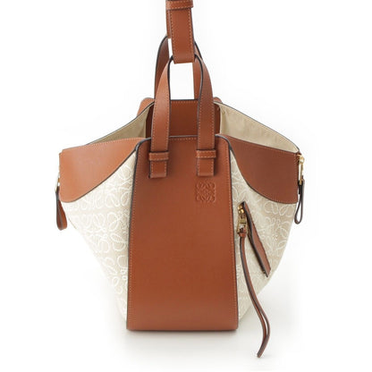 Loewe Hammock Canvas Anagram 2-Way Shoulder Handbag Tan Brown Small
