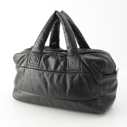 Chanel Leather CC Logo Handbag Boston Black — view 2