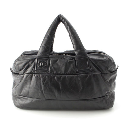 Chanel Leather CC Logo Handbag Boston Black