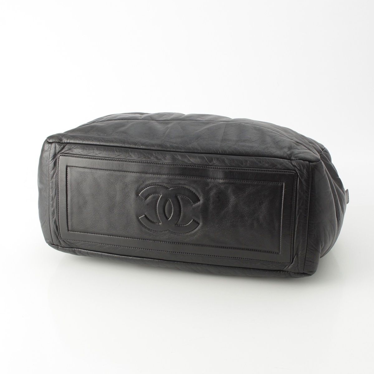 Chanel Leather CC Logo Handbag Boston Black — view 5