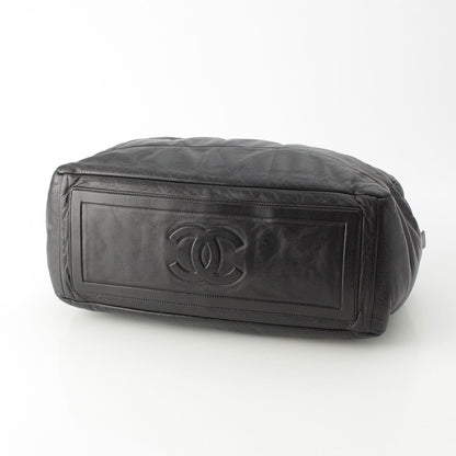 Chanel Leather CC Logo Handbag Boston Black — view 5