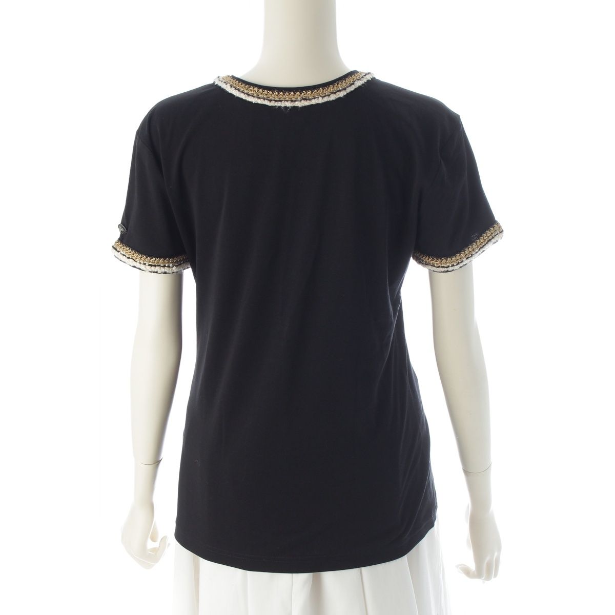 Chanel Rope Lion Button Short Sleeve T-Shirt Top Black 36 — view 4