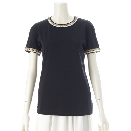 Chanel Rope Lion Button Short Sleeve T-Shirt Top Black 36