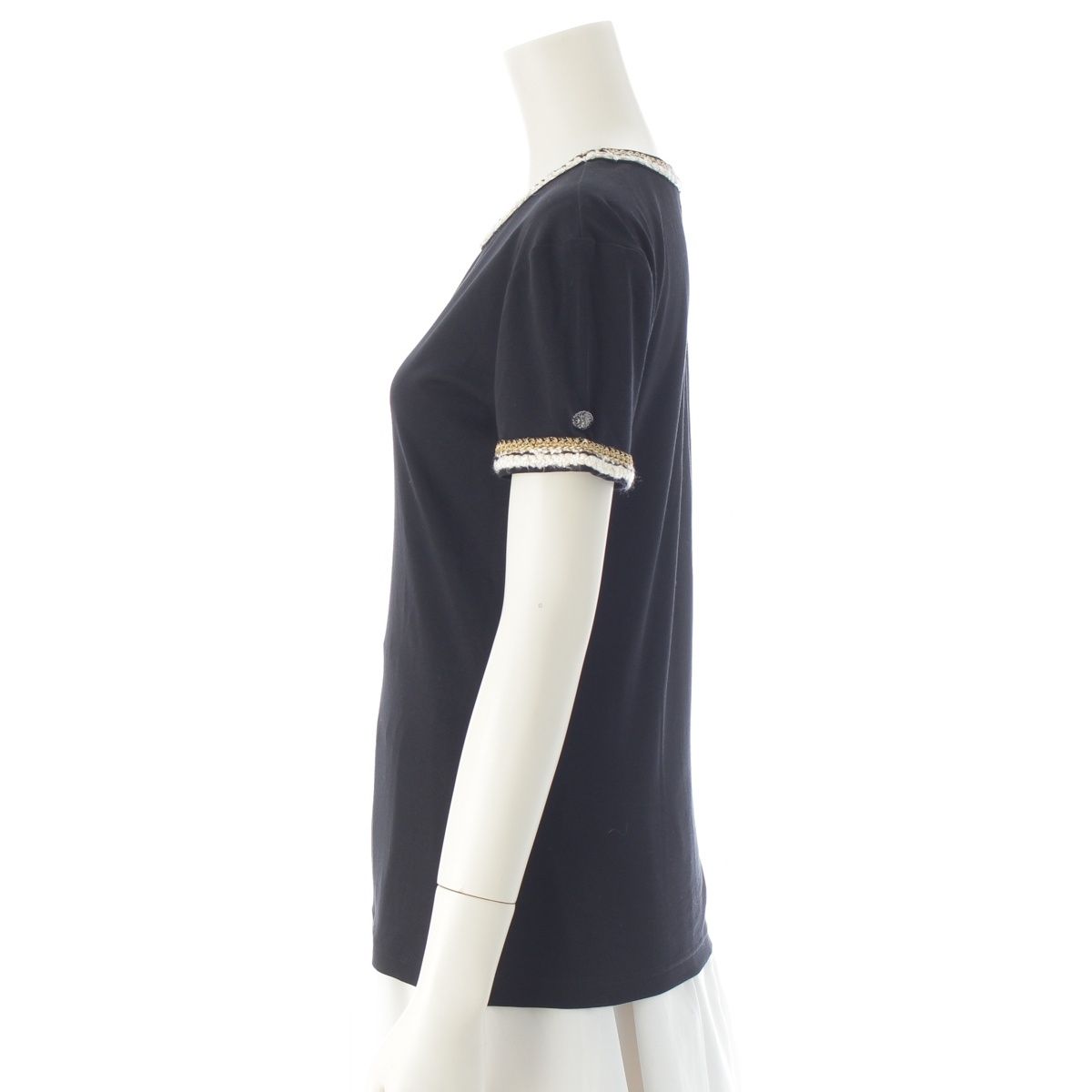 Chanel Rope Lion Button Short Sleeve T-Shirt Top Black 36 — view 3