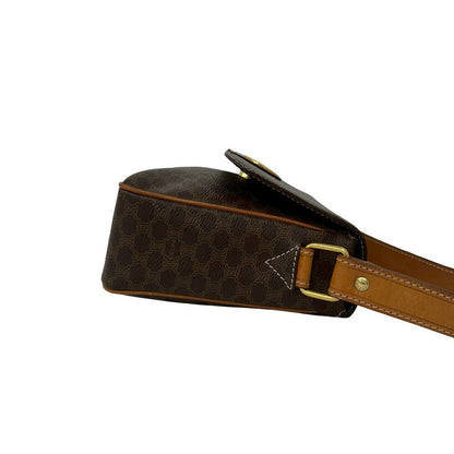 Celine Macadam Blason Triomphe Pattern Circle Logo Leather Shoulder Bag Brown — view 6
