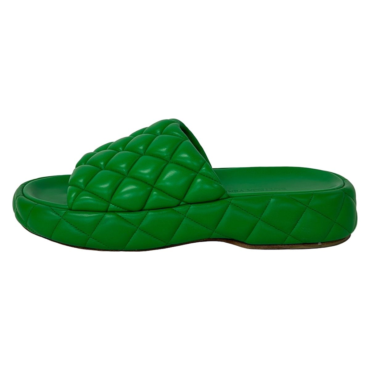 Bottega Veneta Sandals 37 Green Intrecciato Leather
