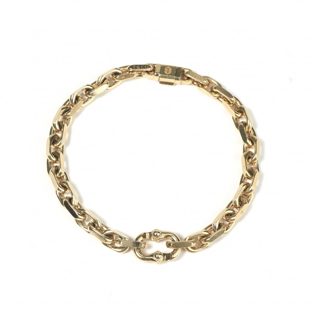 Tiffany & Co Narrow Bracelet Makers Bangle Calf Gold Yellow