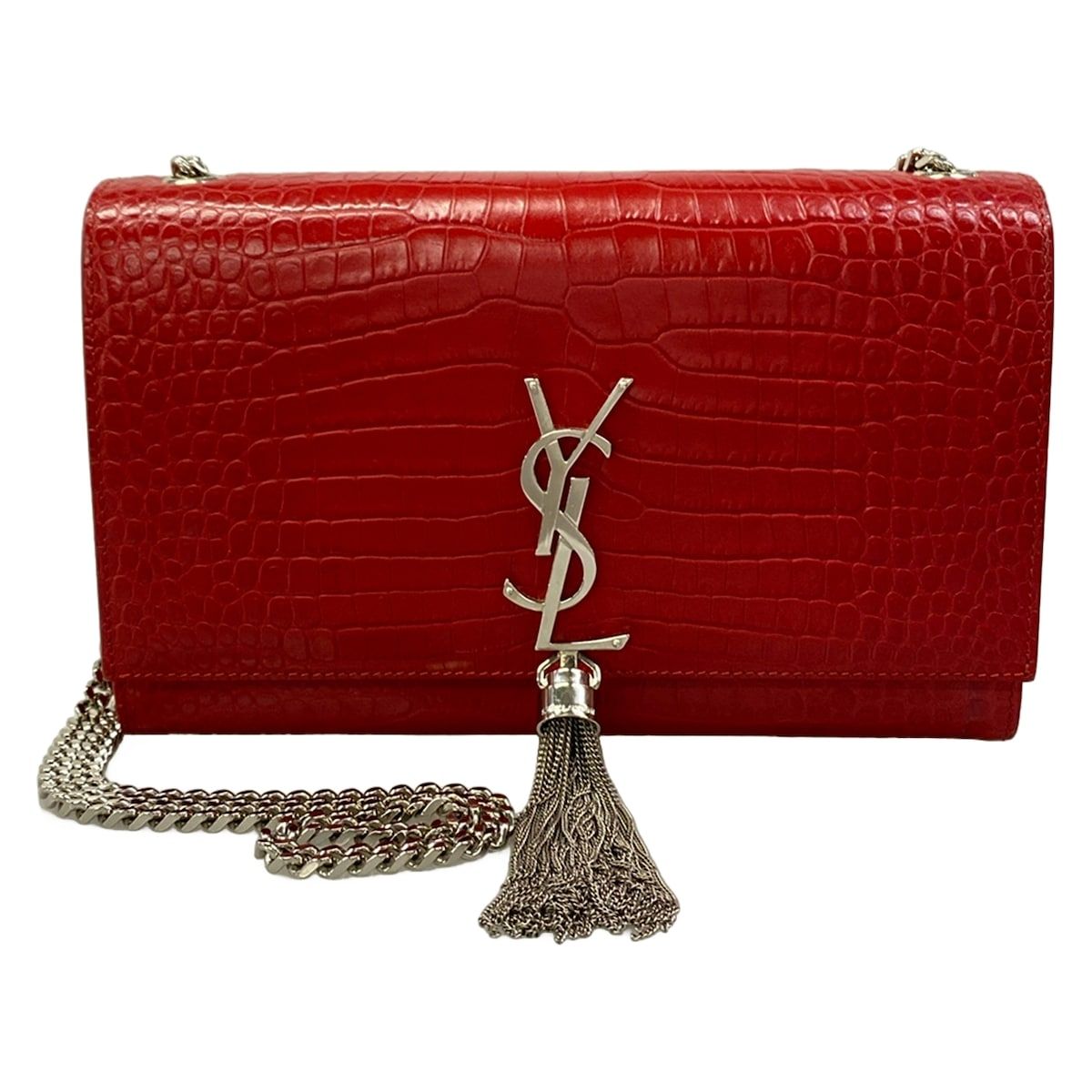 Saint Laurent Paris Shoulder Bag Kate Red Embossed Leather