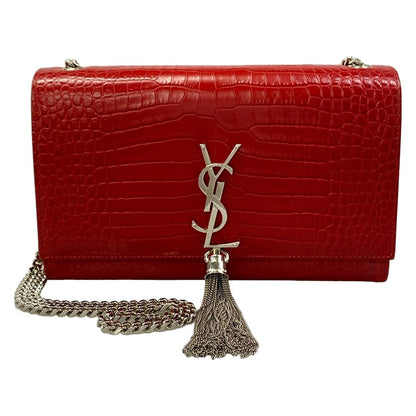 Saint Laurent Paris Shoulder Bag Kate Red Embossed Leather