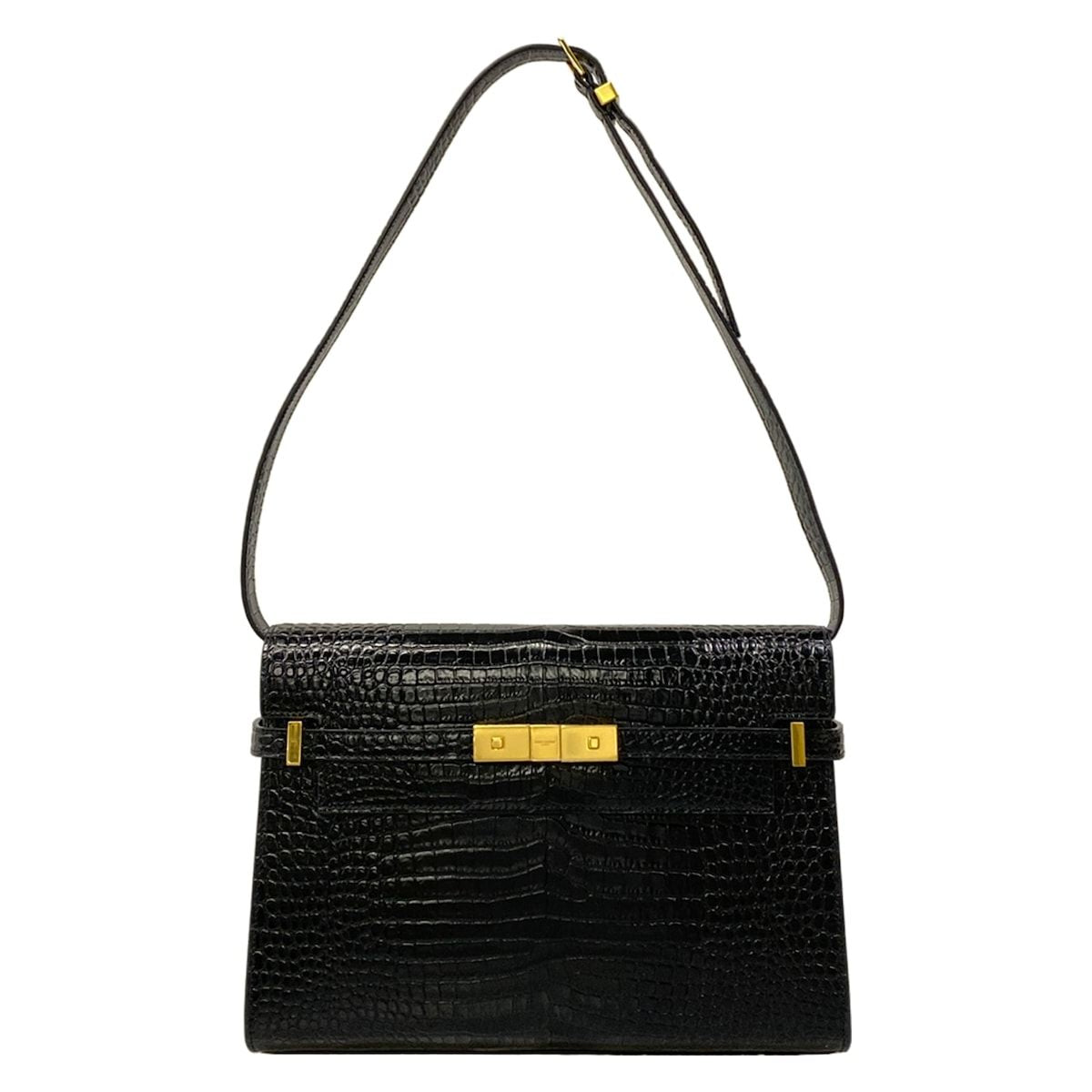 Saint Laurent Paris Shoulder Bag Manhattan Black Embossed Removable Strap