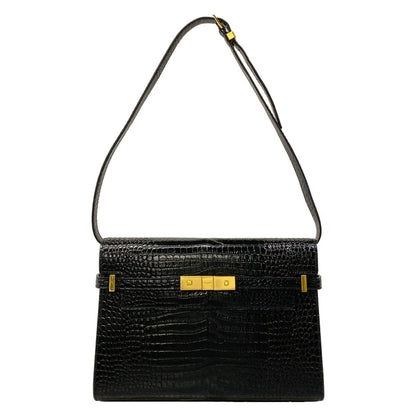 Saint Laurent Paris Shoulder Bag Manhattan Black Embossed Removable Strap