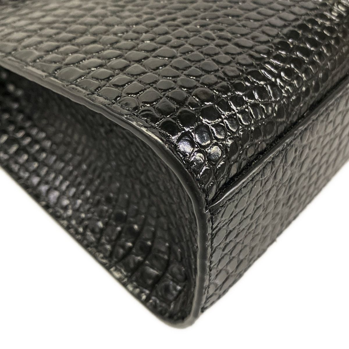 Saint Laurent Paris Shoulder Bag Manhattan Black Embossed Removable Strap — view 6