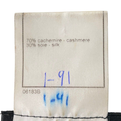 Chanel Boutique Rib Knit Sweater Tight CC Logo Embroidery 36 Black Cashmere Silk — view 9