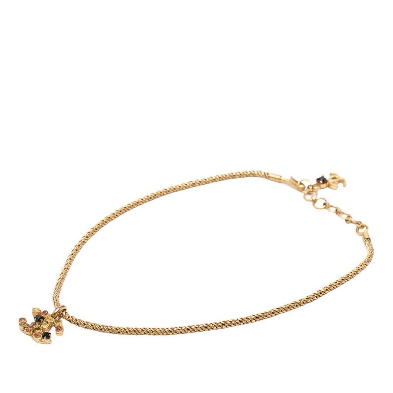 Chanel CC Logo Necklace Gold Multicolor Plated Color Stone — view 3