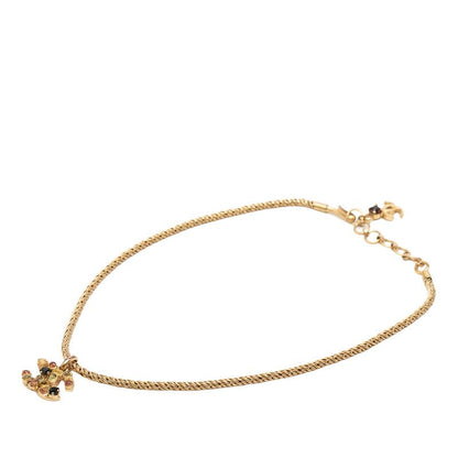 Chanel CC Logo Necklace Gold Multicolor Plated Color Stone — view 3