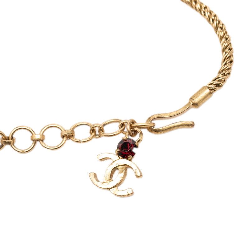 Chanel CC Logo Necklace Gold Multicolor Plated Color Stone — view 5