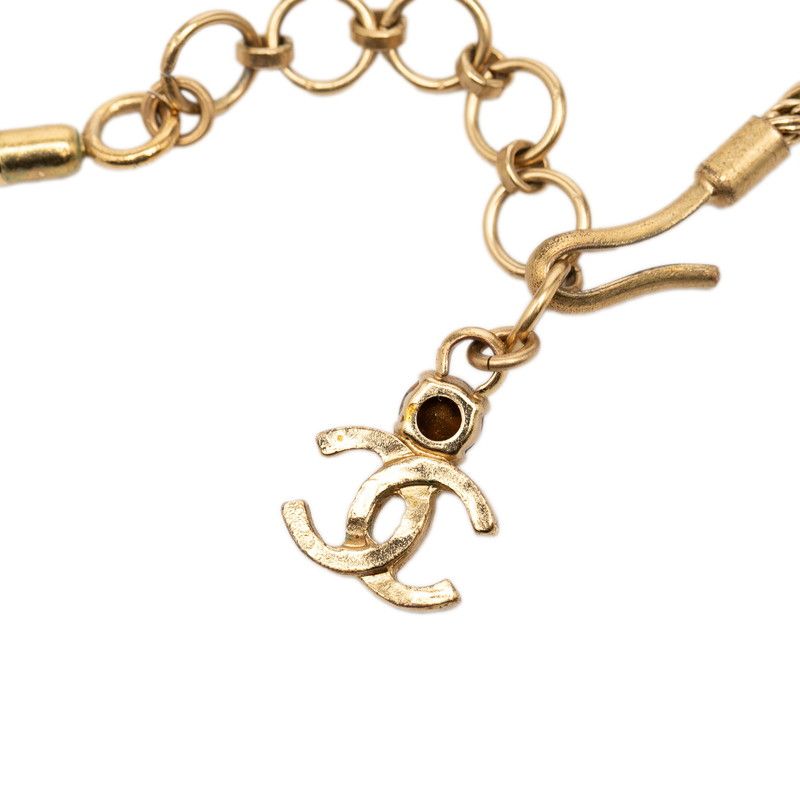 Chanel CC Logo Necklace Gold Multicolor Plated Color Stone — view 4