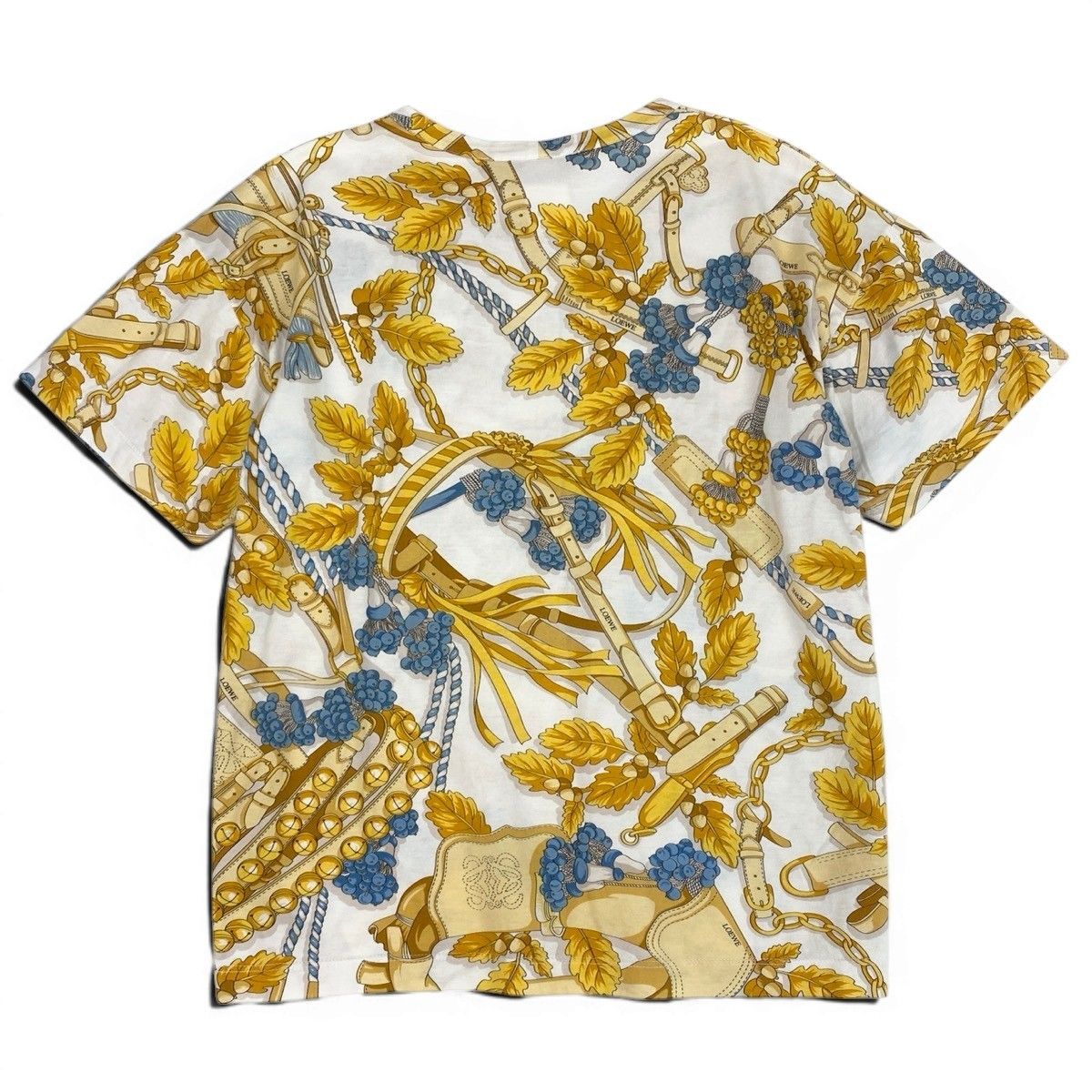 Loewe Vintage Scarf Pattern Short Sleeve T-Shirt Top M White Cotton — view 3