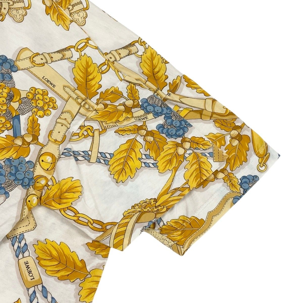 Loewe Vintage Scarf Pattern Short Sleeve T-Shirt Top M White Cotton — view 5