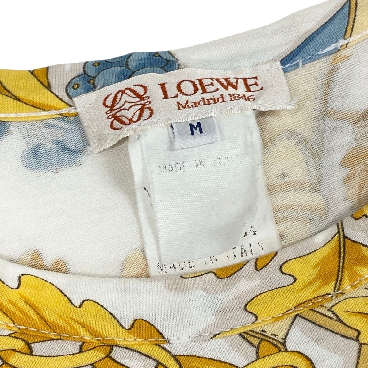 Loewe Vintage Scarf Pattern Short Sleeve T-Shirt Top M White Cotton — view 9