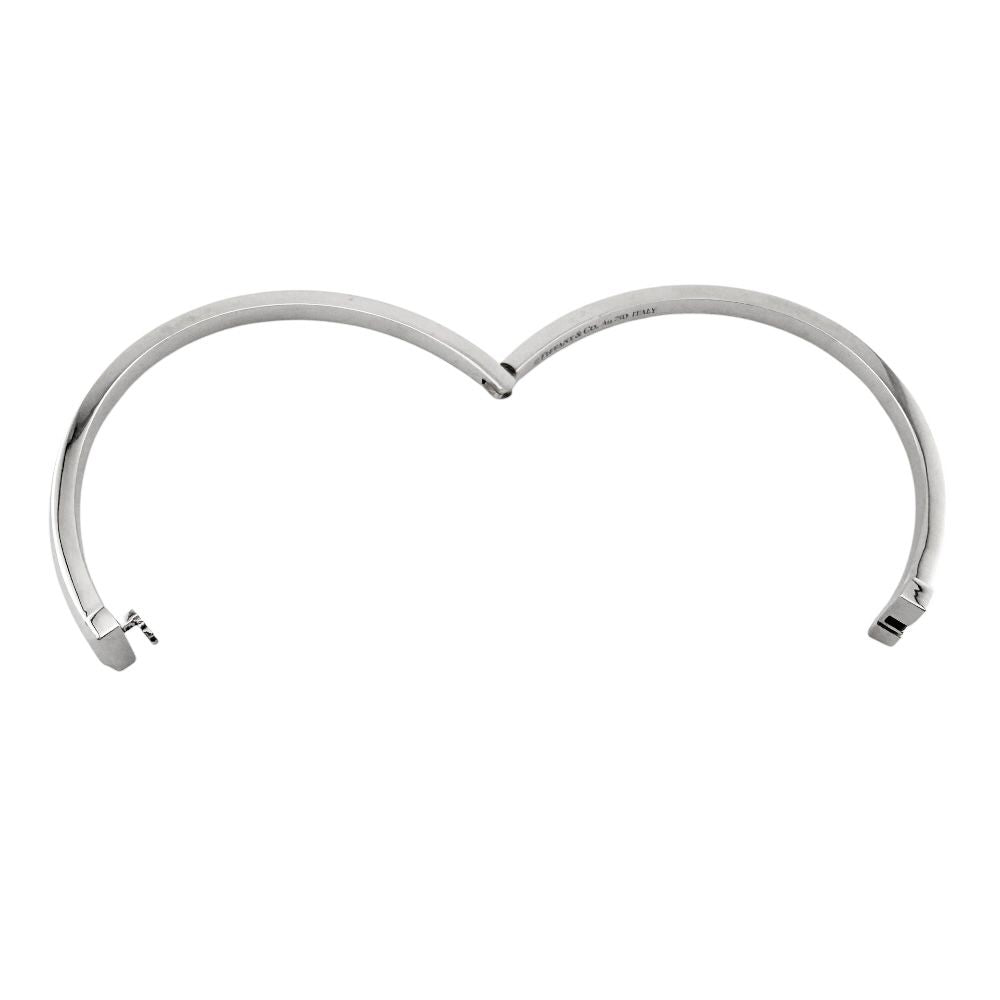 Tiffany & Co T One Narrow Hinge Bangle 18k White Gold Bracelet — view 6