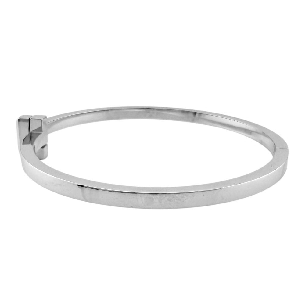 Tiffany & Co T One Narrow Hinge Bangle 18k White Gold Bracelet — view 3