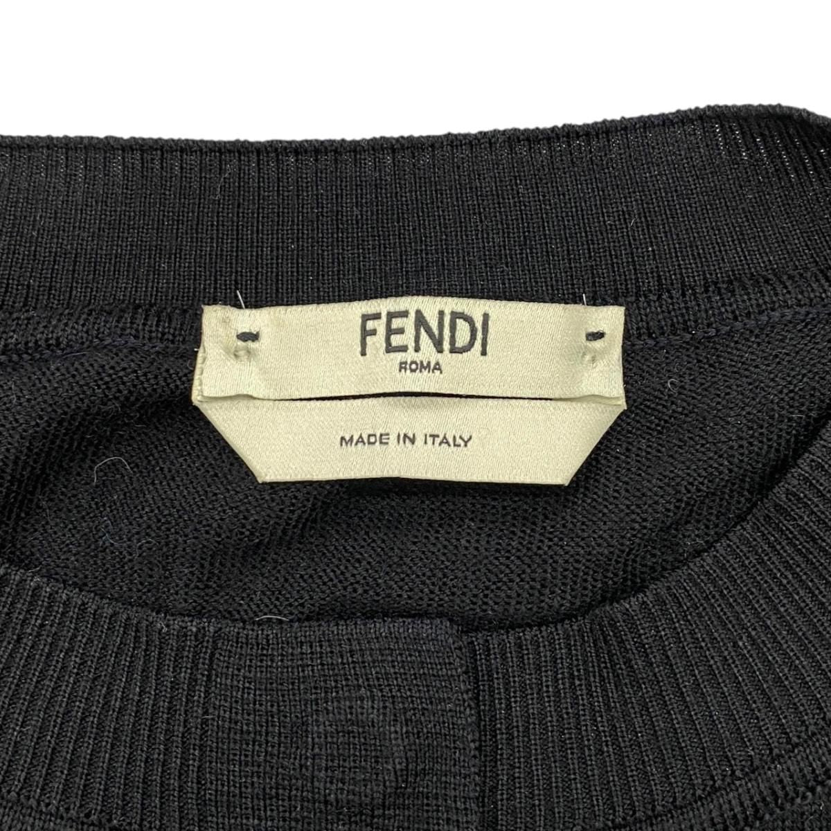 Fendi Cardigan Mesh Cut Replacement 38 Logo Black White — view 8