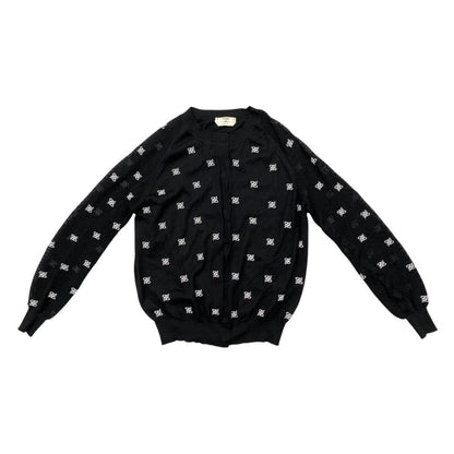 Fendi Cardigan Mesh Cut Replacement 38 Logo Black White