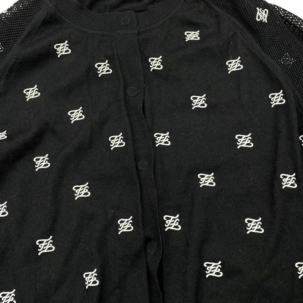 Fendi Cardigan Mesh Cut Replacement 38 Logo Black White — view 7