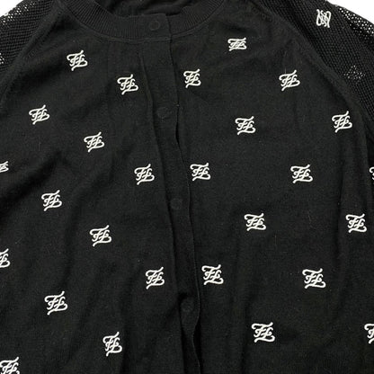 Fendi Cardigan Mesh Cut Replacement 38 Logo Black White — view 7