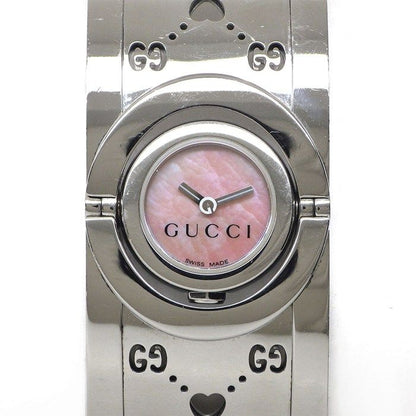 Gucci Watch Bangle Towa 112 GG Pink Maza Ofpearl Dial SS