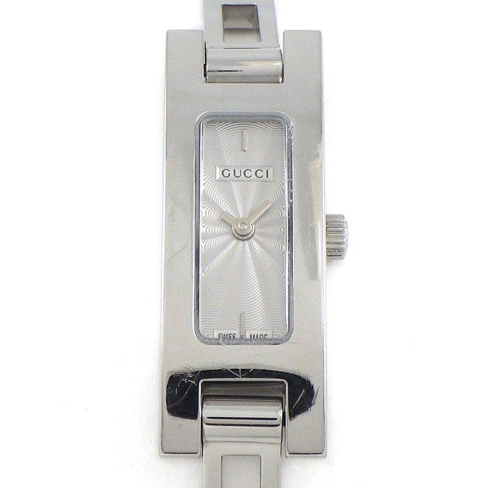 Gucci Watch Bangle Rectangular Silver Gyo Chez Dial SS
