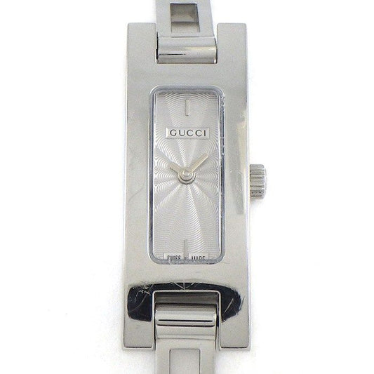 Gucci Watch Bangle Rectangular Silver Gyo Chez Dial SS